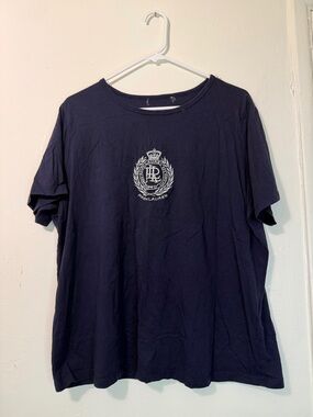 Ralph Lauren Navy Tee with White Embroidered Crest